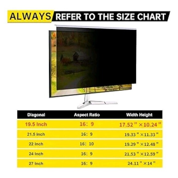 19.5" Hanging Computer Privacy Screen for 16:9 Computer Monitor Anti Blue Light - Picture 7 of 8
